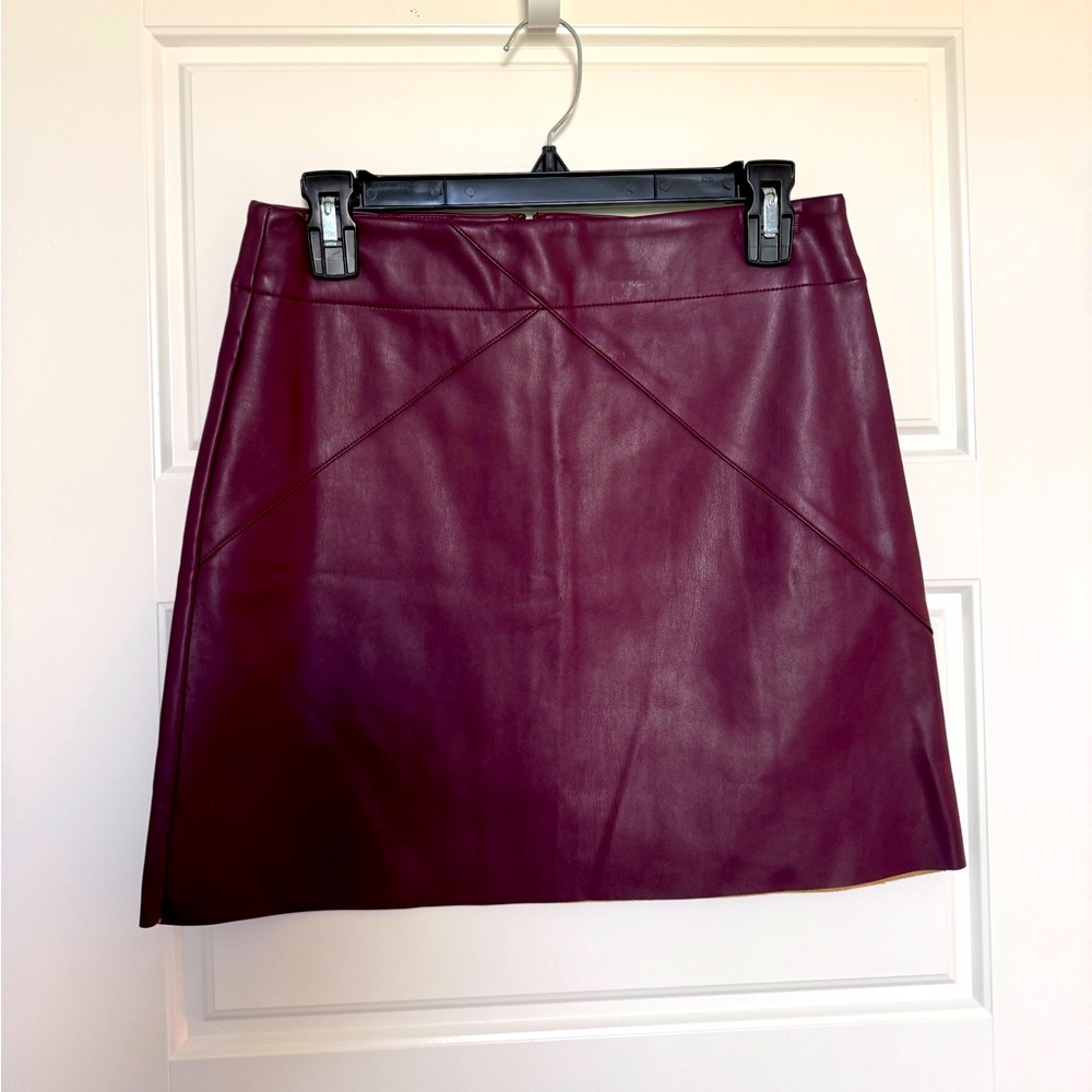Burgundy leather skirt